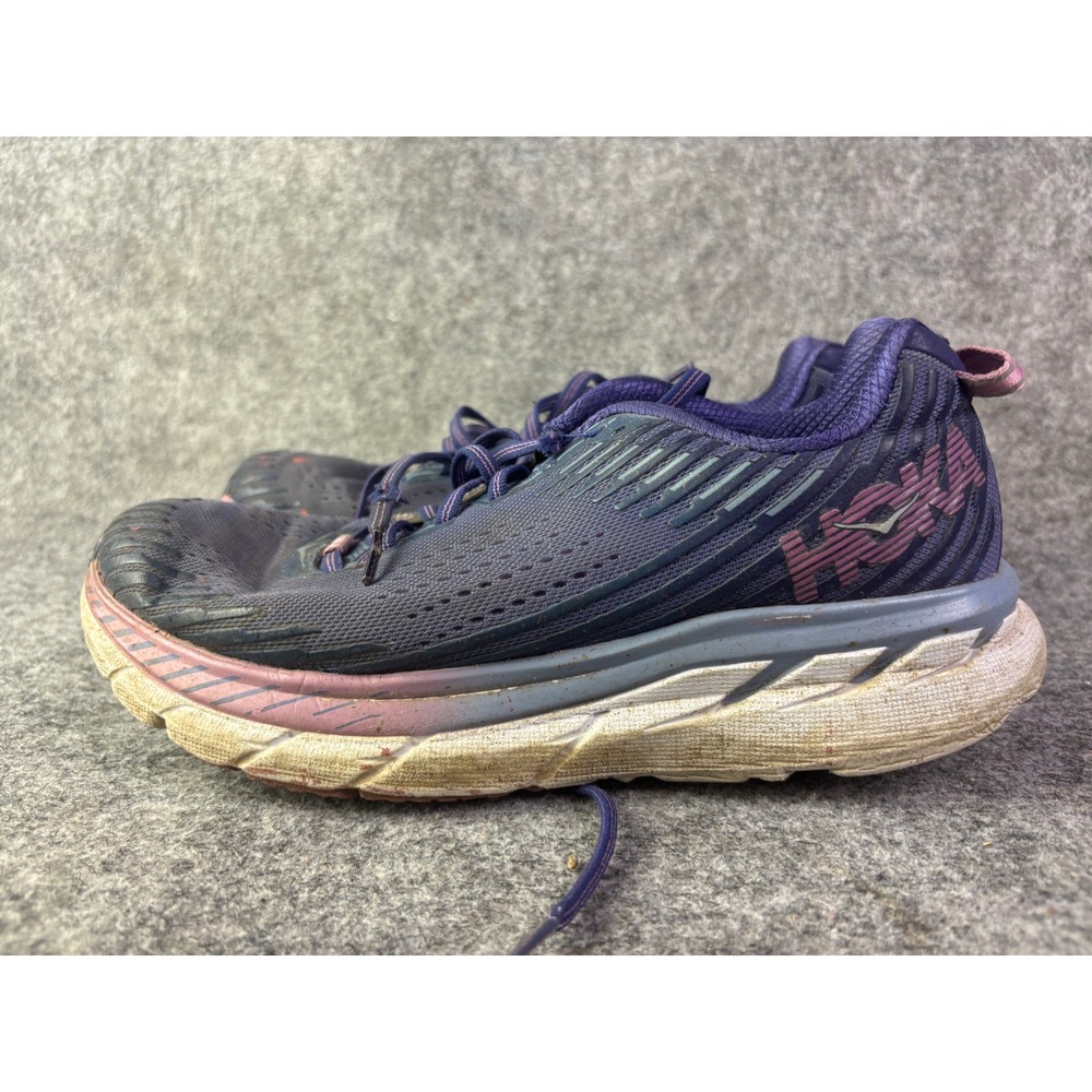 Hoka One One Clifton 5 Running Shoes Womens 9 Blue Marlin Pink Athletic Sneakers